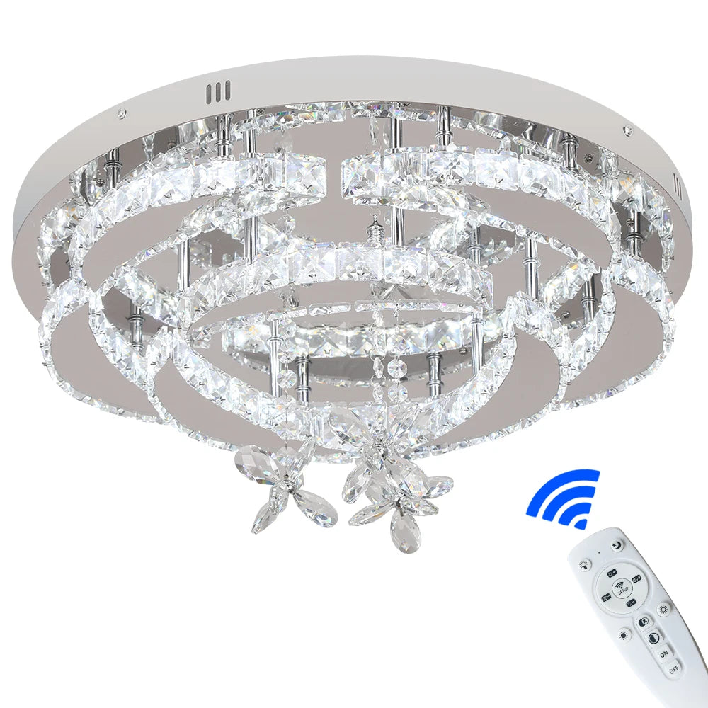 GreeLustr Flower Crystal Led Ceiling Pendant Lamp With Dimming