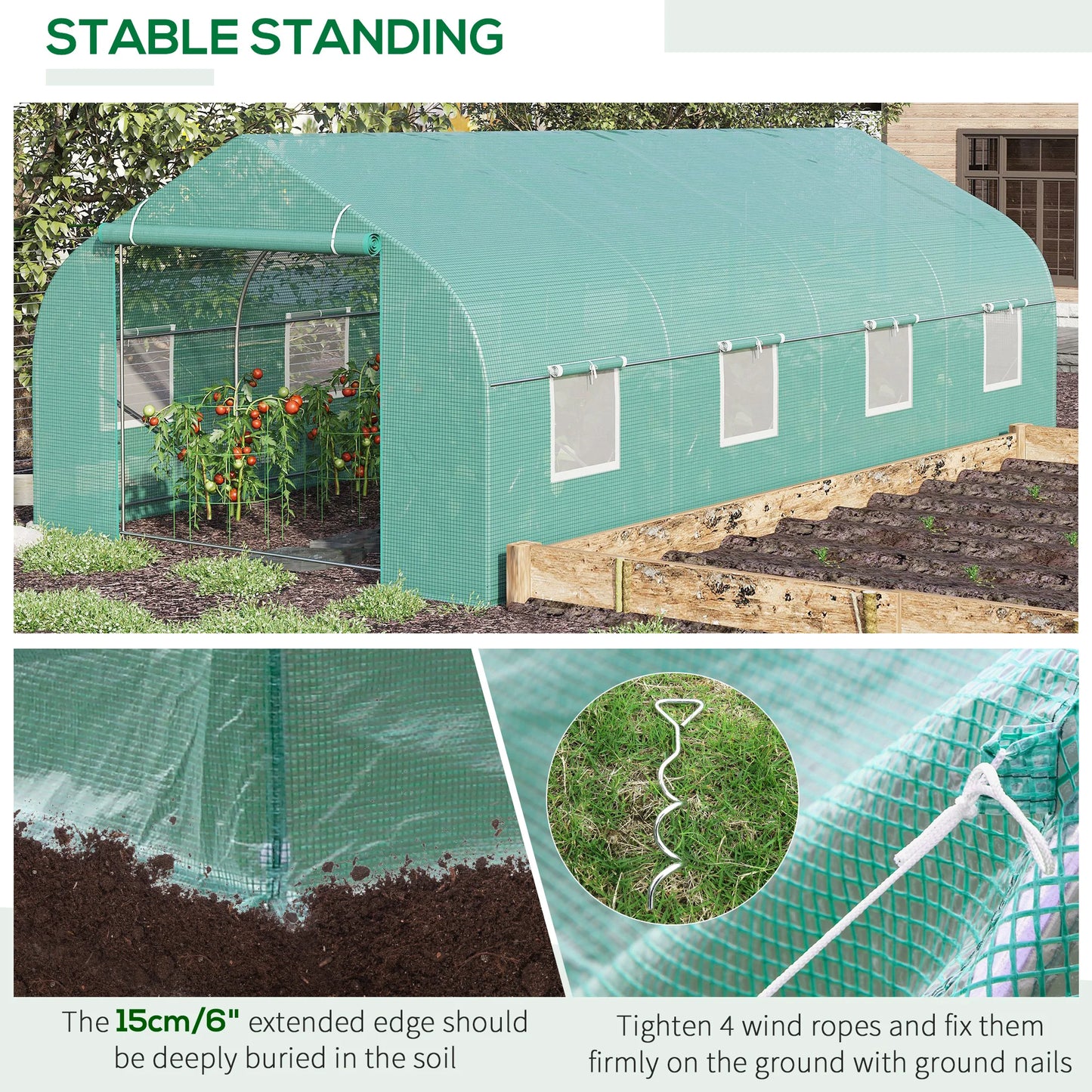 20' X 10' X 7' Greenhouse Large Walk-In Hot Green House Plant Gardening Green