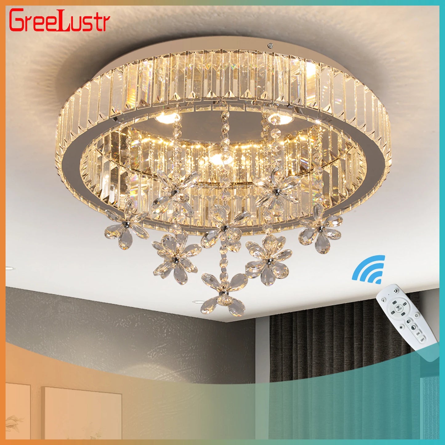 GreeLustr Crystal LED Ceiling Lamp Chandelier For Living Room