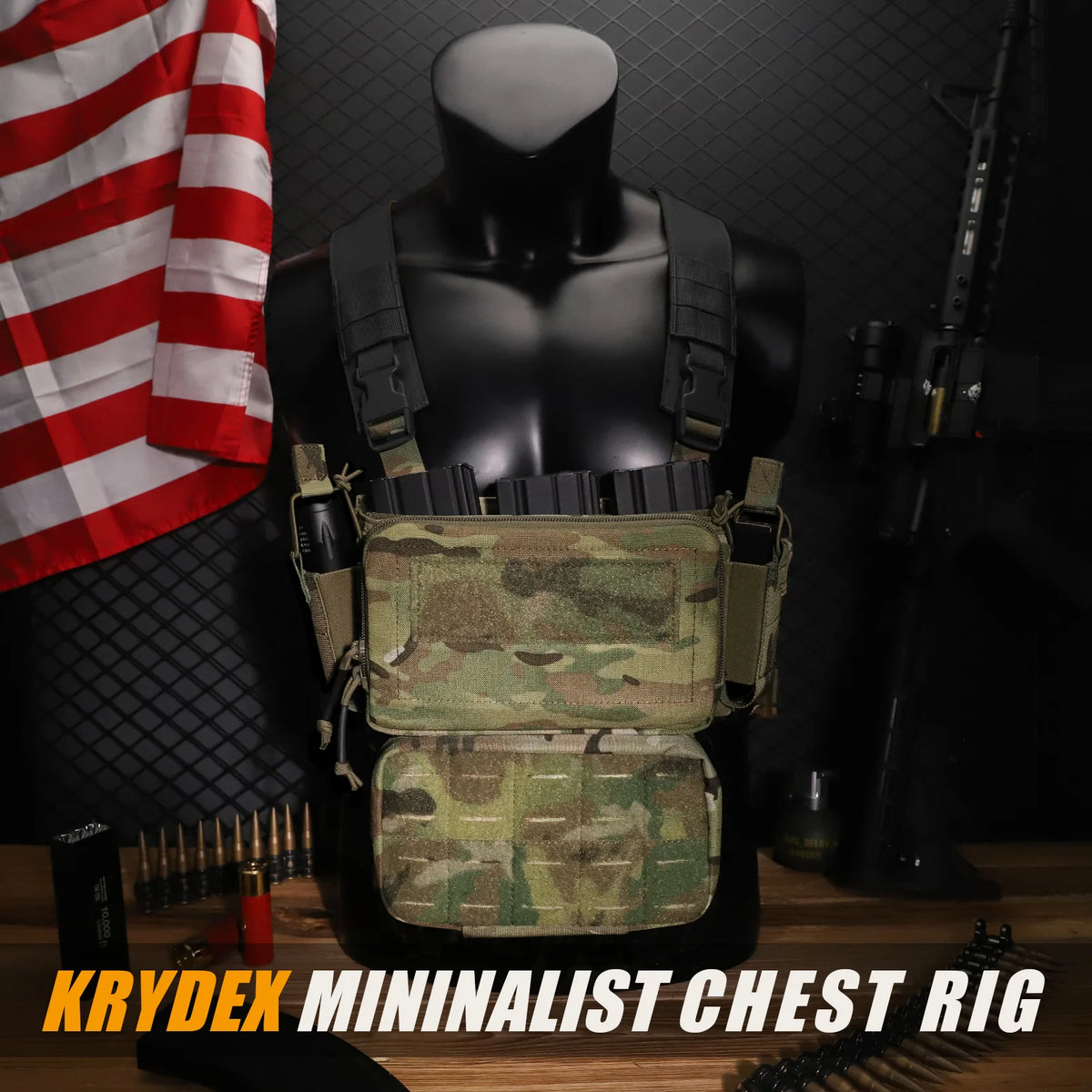 KRYDEX Tactical D3CRM Chest Rig With Triple Magazine Pouches