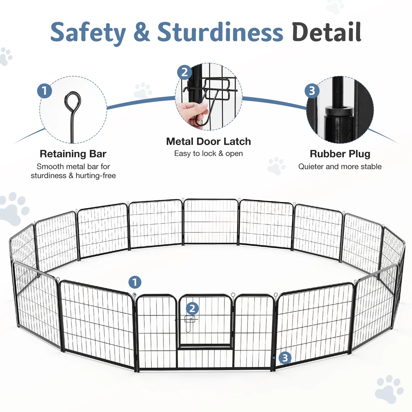JHK 16-Panel Metal Dog Playpen For Indoor Outdoor Use