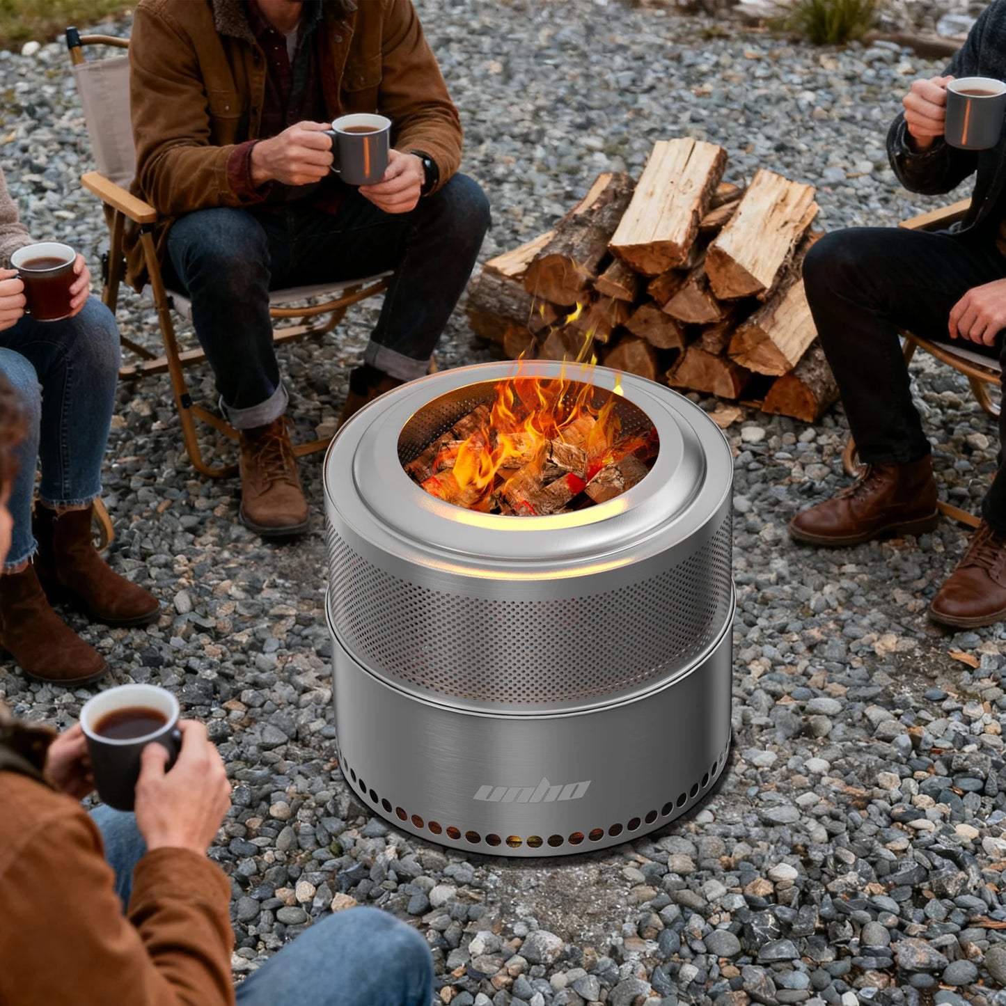 Portable Stainless Steel Smokeless Wood Burning Firepit With Carry Bag