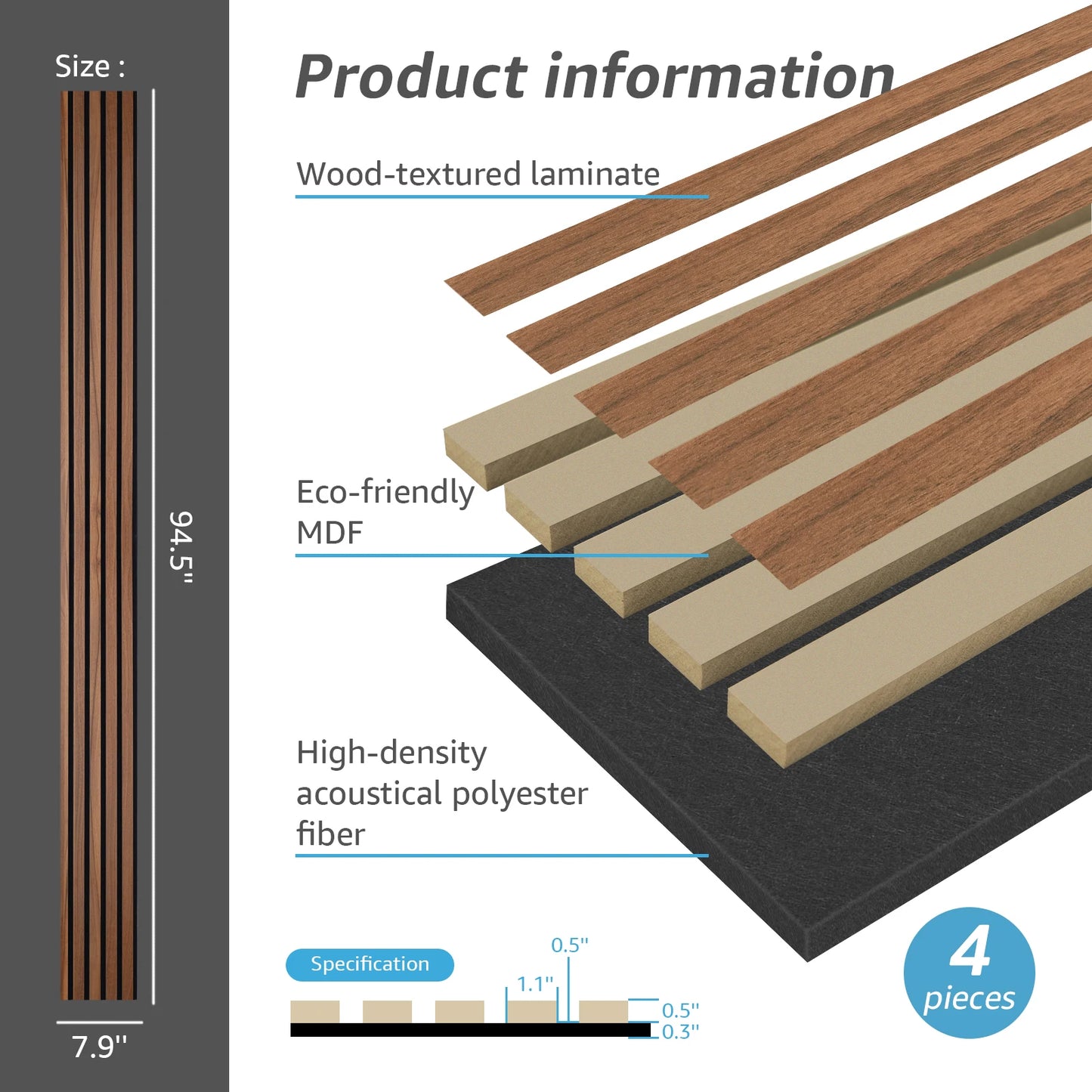 Art3d Wood Slat 3D Textured Acoustic Panels for Noise Reduction