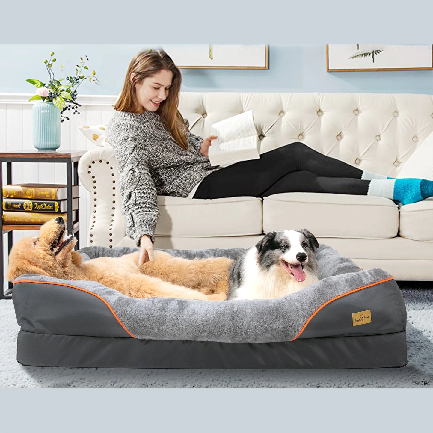 BINGOPAW Dog Bed With Removable Washable Cover And Waterproof Foam