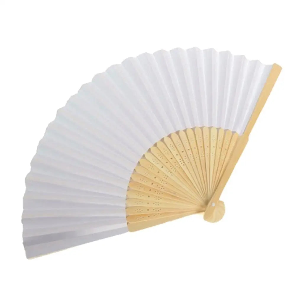 1-50PCS White Hand Folding Fan Graffitable Bamboo Folding Fan Portable Chinese Fan for church wedding gifts party Room Decor