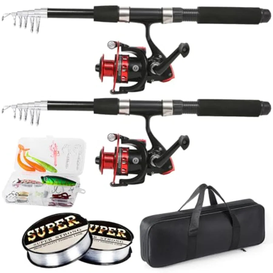 Telescopic Fishing Rods Set With Carbon Fiber Spinning Rods