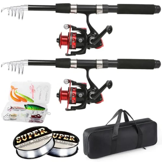 Telescopic Fishing Rods Set With Carbon Fiber Spinning Rods