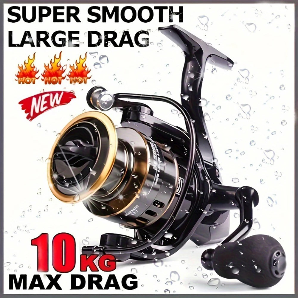 Spinning Reels with Metal Spool and Metal Rocker Arm, 5.2:1 Gear Ratio, Suitable for Both Freshwater and Saltwater Fishing