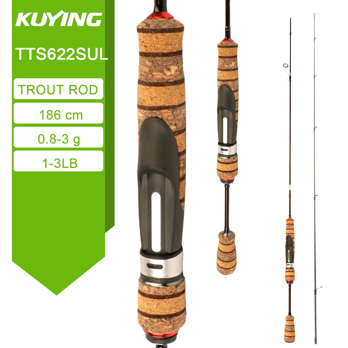 Kuying Teton Spinning Casting Rod BFS Pole Carbon 0.8-8g 1-8lb