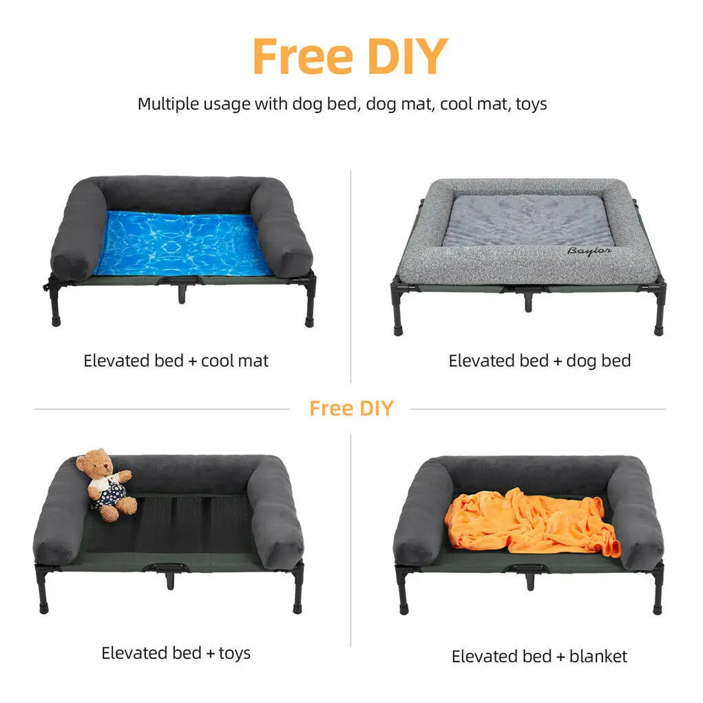 Bingopaw Elevated Pet Lounger Bed With Detachable Bolster