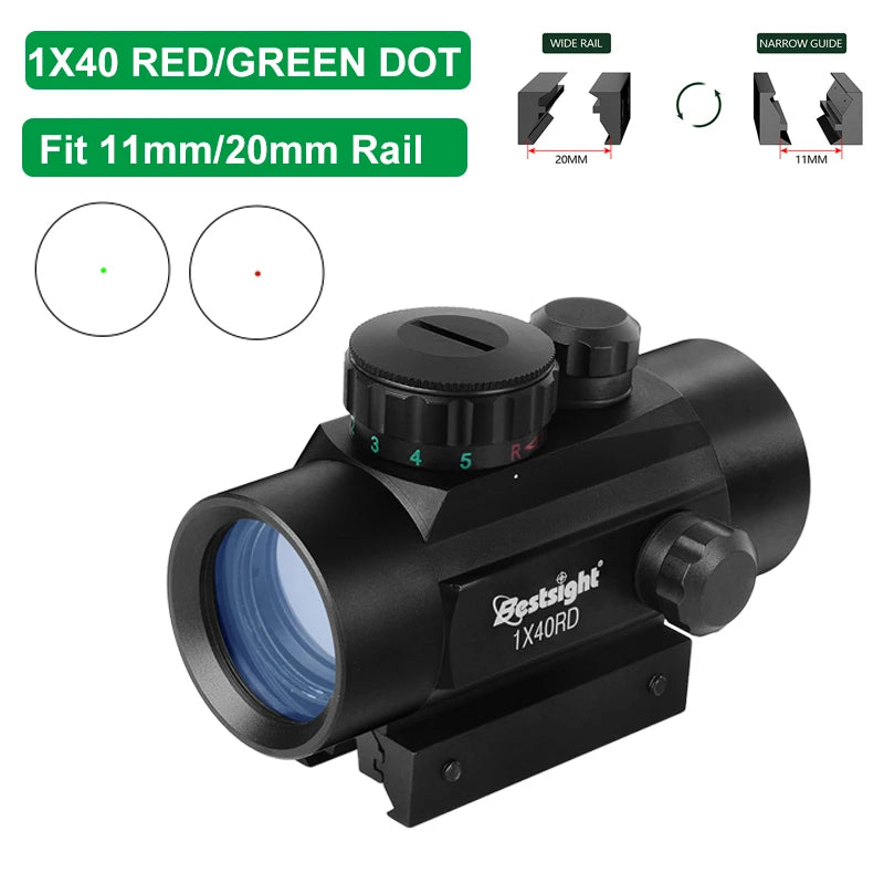 Bestsight Illuminated Red Dot Sight For Airsoft Hunting Rifle