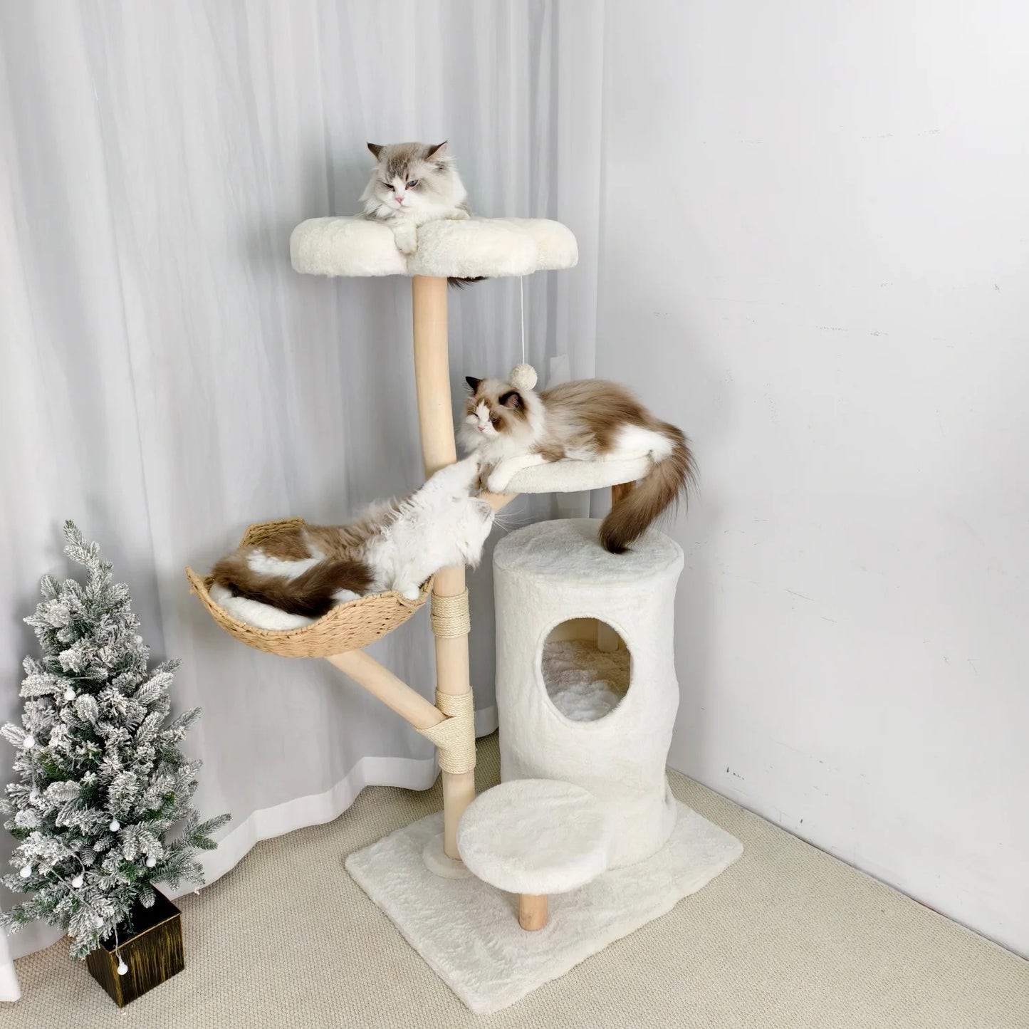 BINGOPAW Multi-Level Cat Tree With Hanging Ball And Sisal Posts