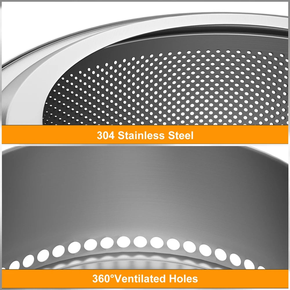 UNHO 19-inch Smokeless Fire Pit, Used for Outdoor Wood Burning, Portable 304 Stainless Steel Camping Stove, Perforated Fireplace, Suitable for Outdoor Heating, Hunting, Barbecue and Ice Fishing.
