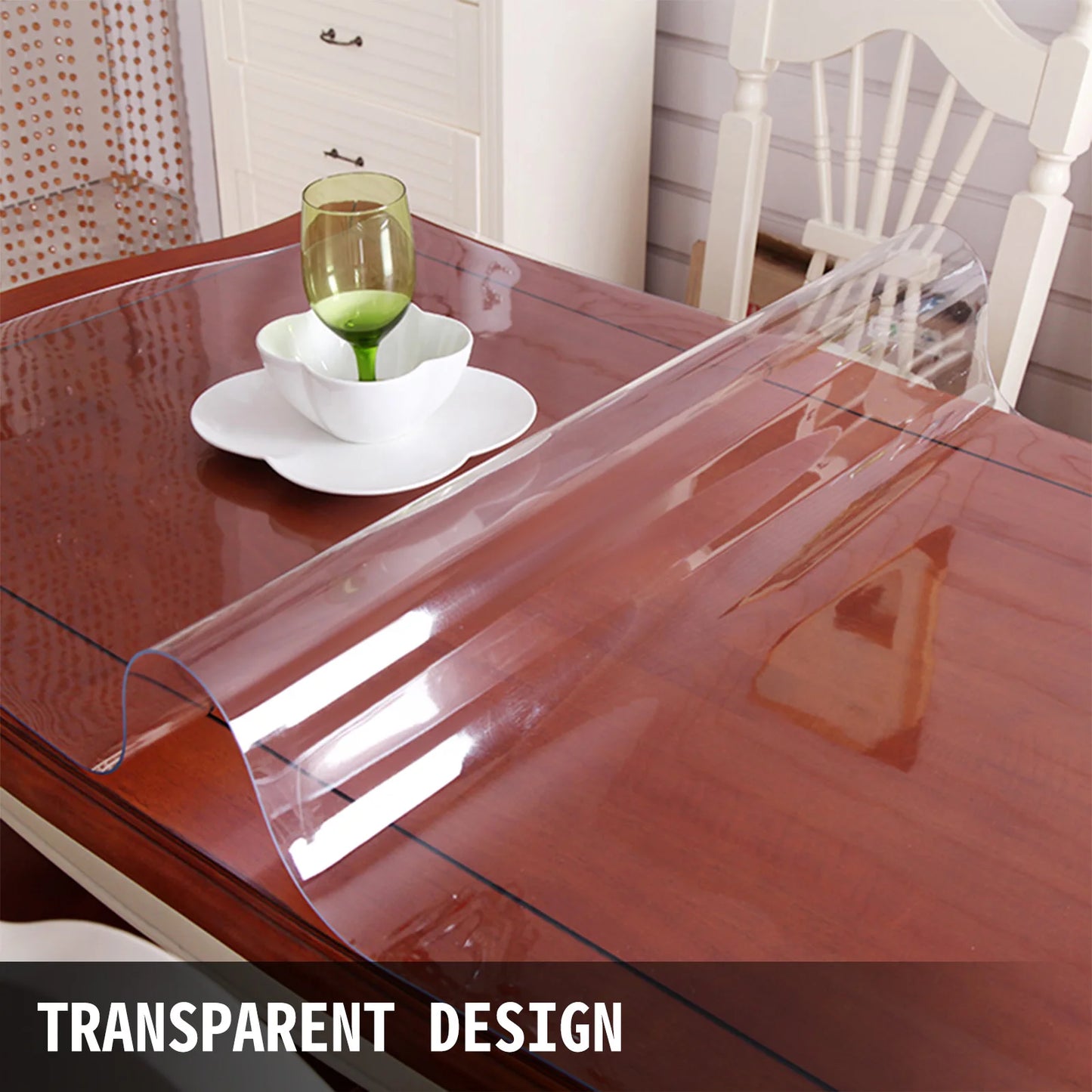 PVC Tablecloth Transparent Waterproof Oilproof Protector For Dining Tables