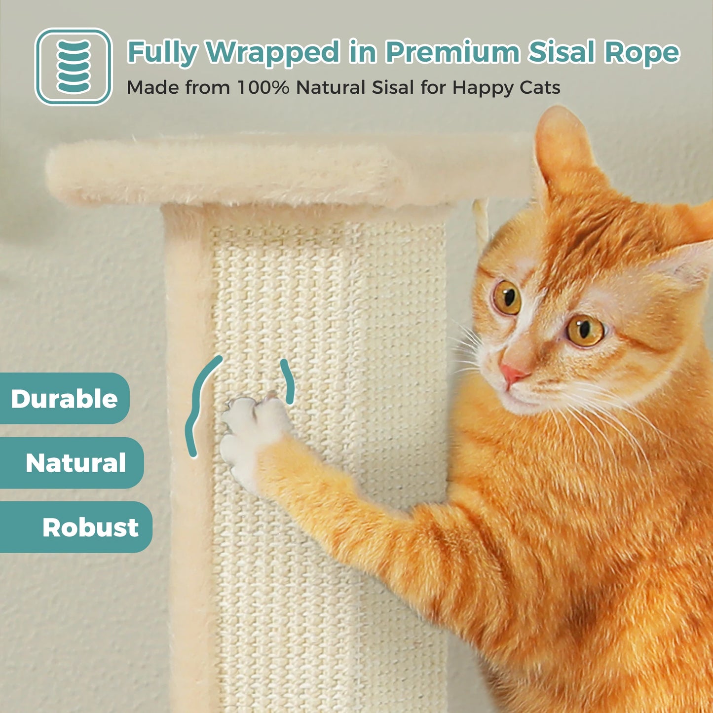 PAWZ Road Cat Scratching Post Indoor Tall With Dangling Sisal Ball