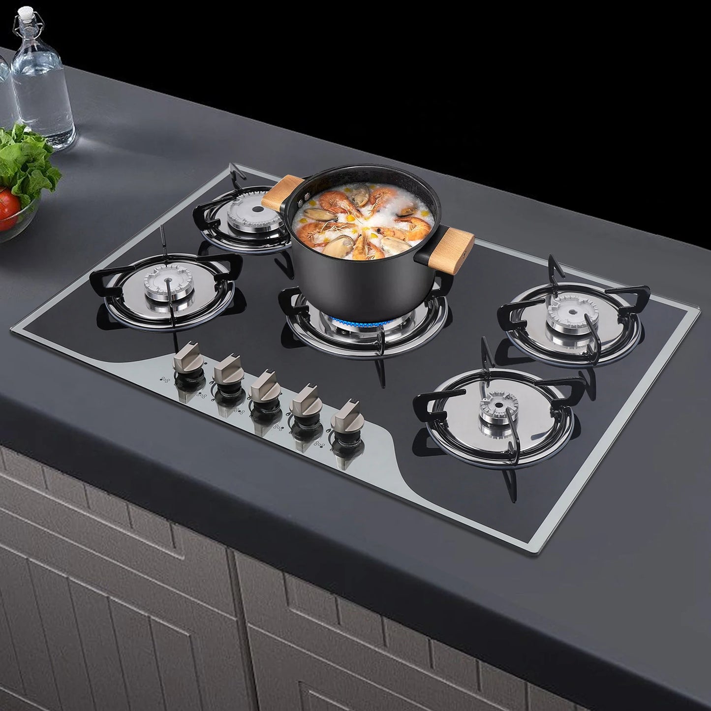 5 Burner Built In Gas Cooktop Glass Top