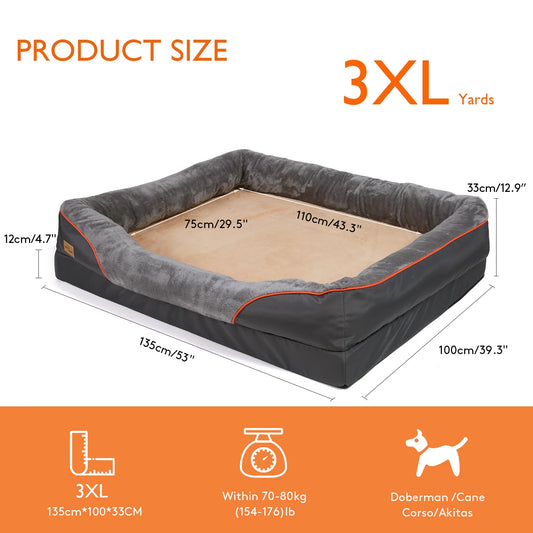 BORWART CN Orthopedic Memory Foam Dog Bed With Removable Cover