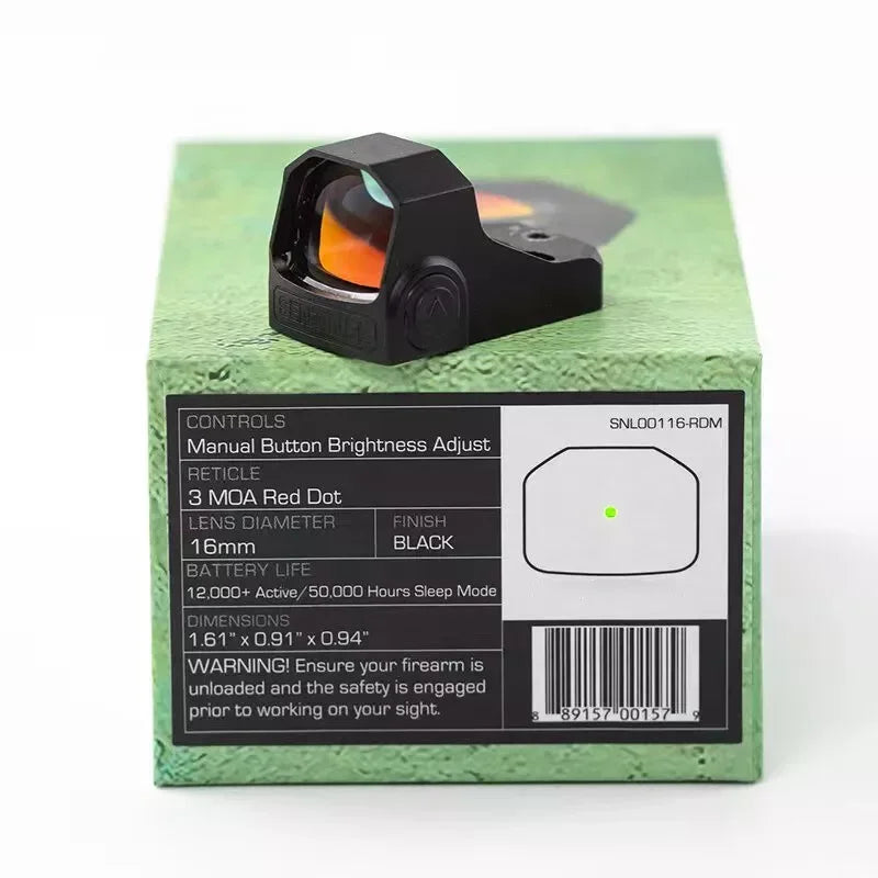 Sentinel 1x16 Compact Reflex 3 MOA Red Dot Sights RMSC Footprint Shake Wake Motion Sensing Manual Brightness for Glock 43X MOS
