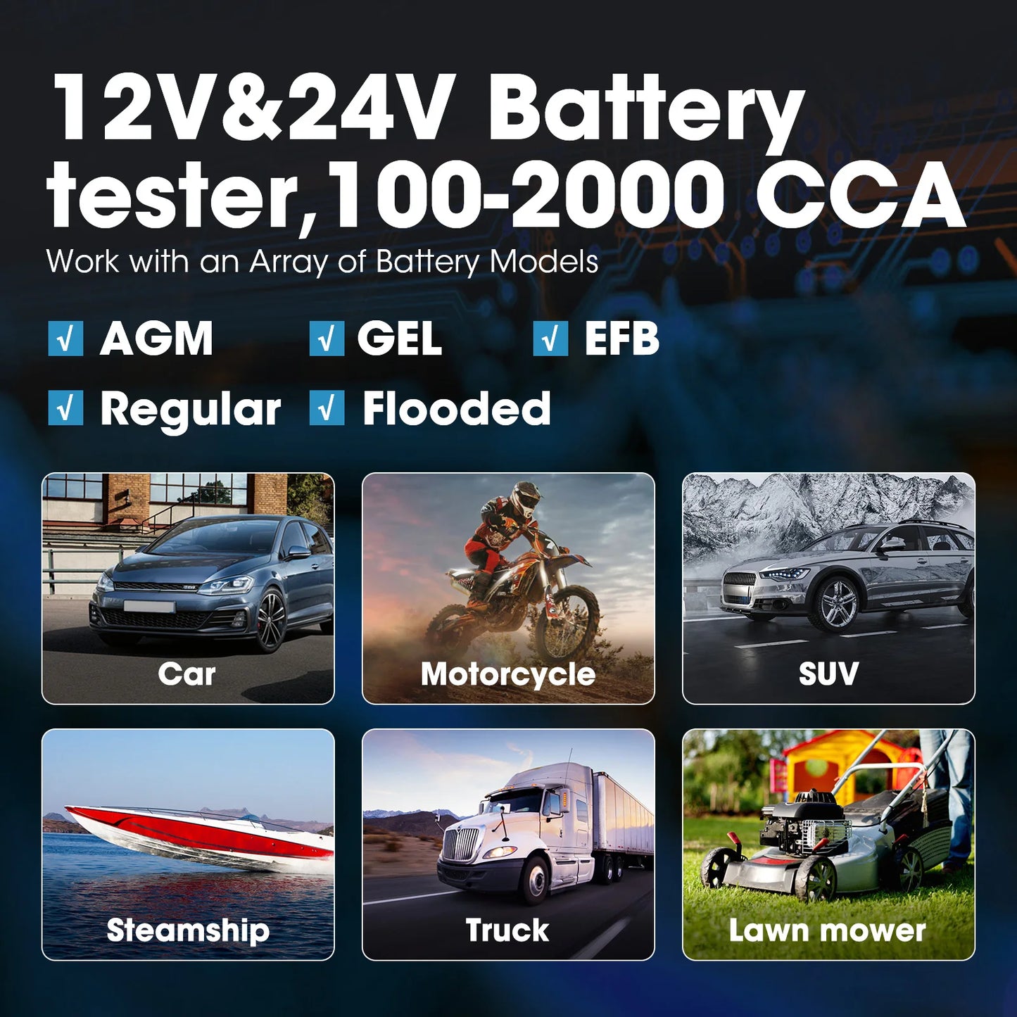 Topdon BT200 Portable Car Battery Tester Cranking 12V 100-2000CCA