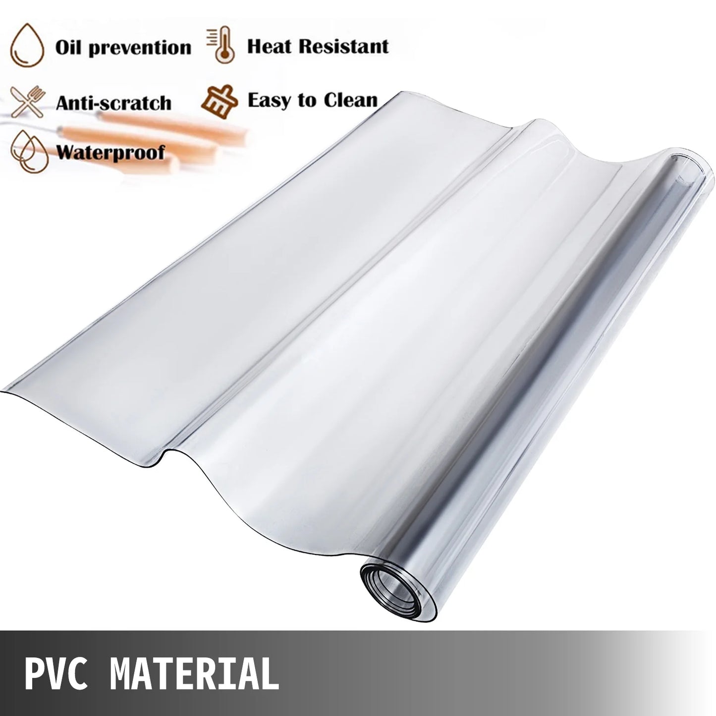 PVC Tablecloth Transparent Waterproof Oilproof Protector For Dining Tables