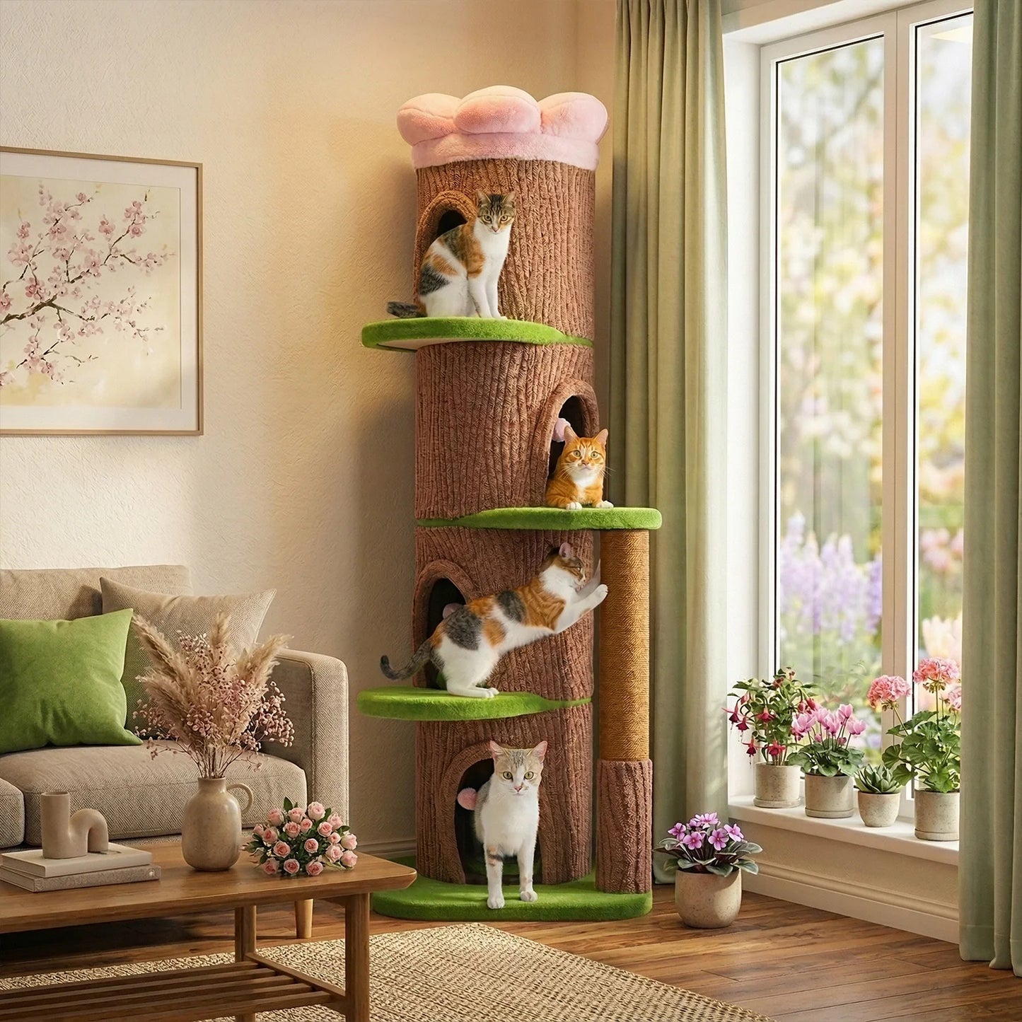 PAWZ Road Large Cat Tree Four Condos And Scratching Post