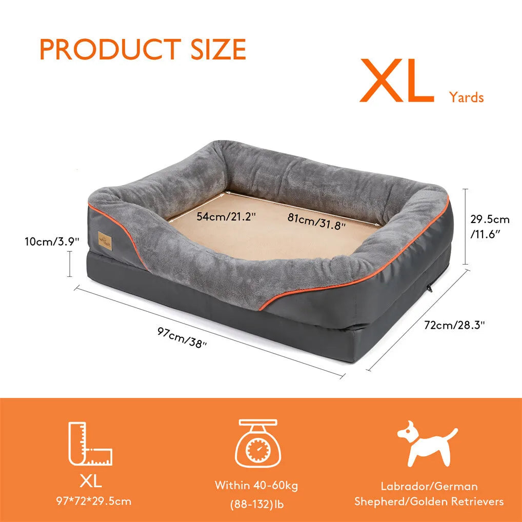Borwart Orthopedic Memory Foam Dog Bed With Waterproof Removable Cover