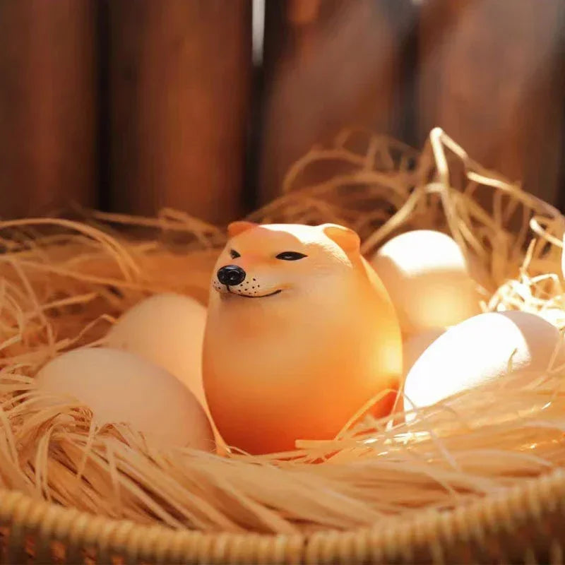 Shiba Inu Egg Figurine Realistic Dog Statue Desktop Decoration