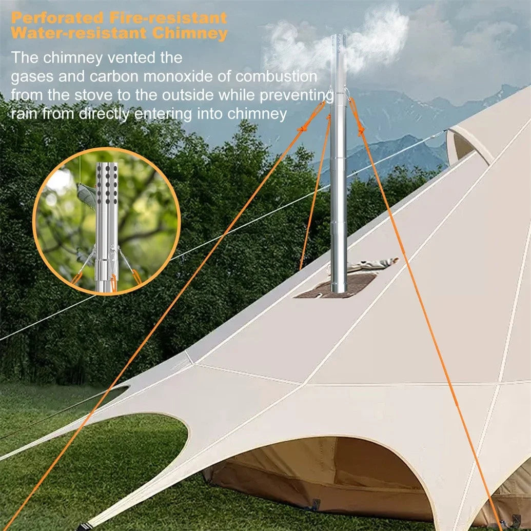 Portable Outdoor Wood Burning Stove With 6 Stainless Chimney Pipes