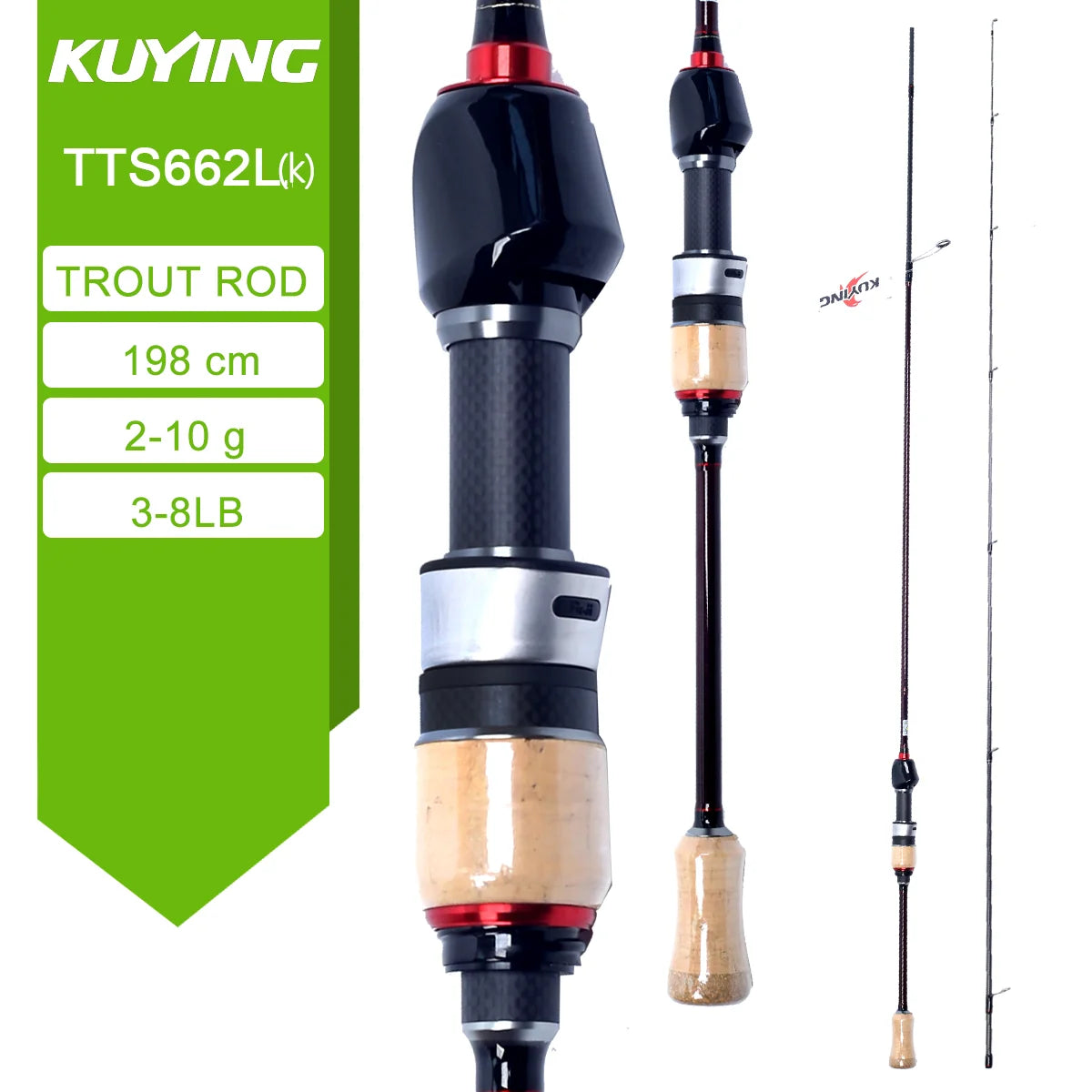 Kuying Teton Spinning Casting Rod BFS Pole Carbon 0.8-8g 1-8lb