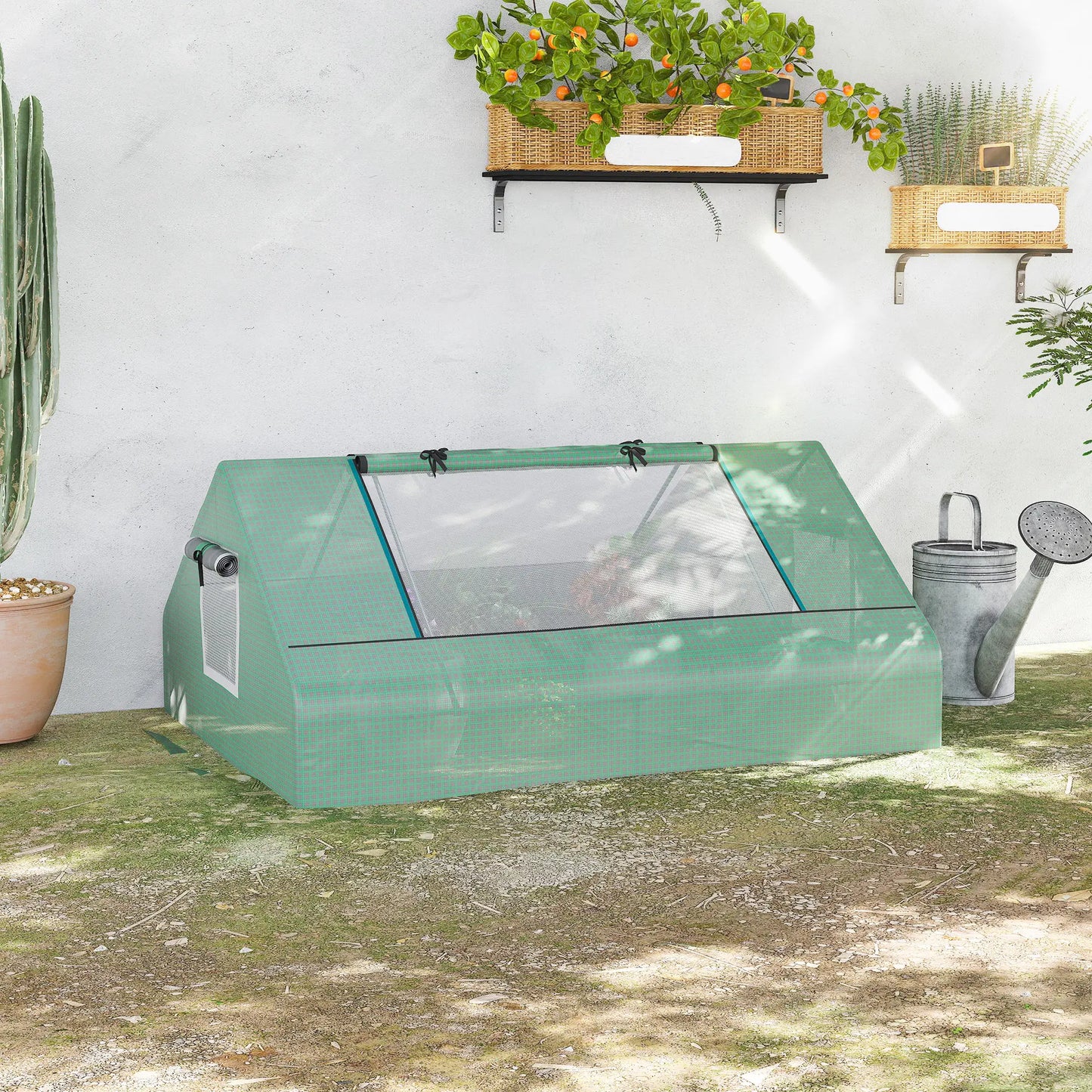 71" X 55" X 32" Mini Portable Greenhouse W/ Zippered Windows & Door, Green