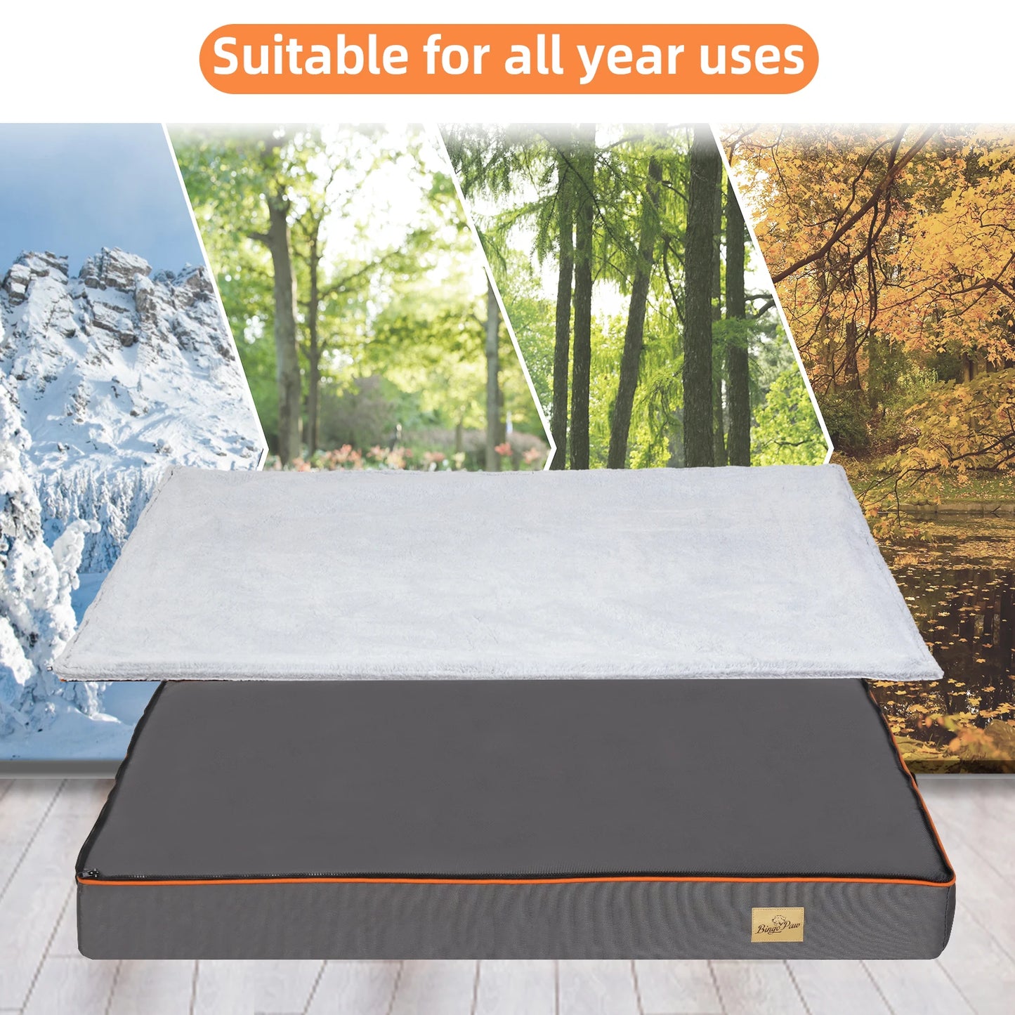 BINGOPAW Orthopedic Memory Foam Dog Bed With Washable Cover