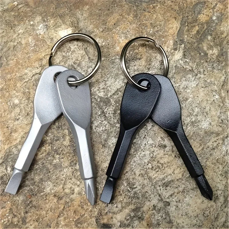 Portable Phillips Slotted Screwdriver Set Key Ring Keychain Mini Pocket Keyring Cross Screw Driver Repair Tool Gadget EDC Small