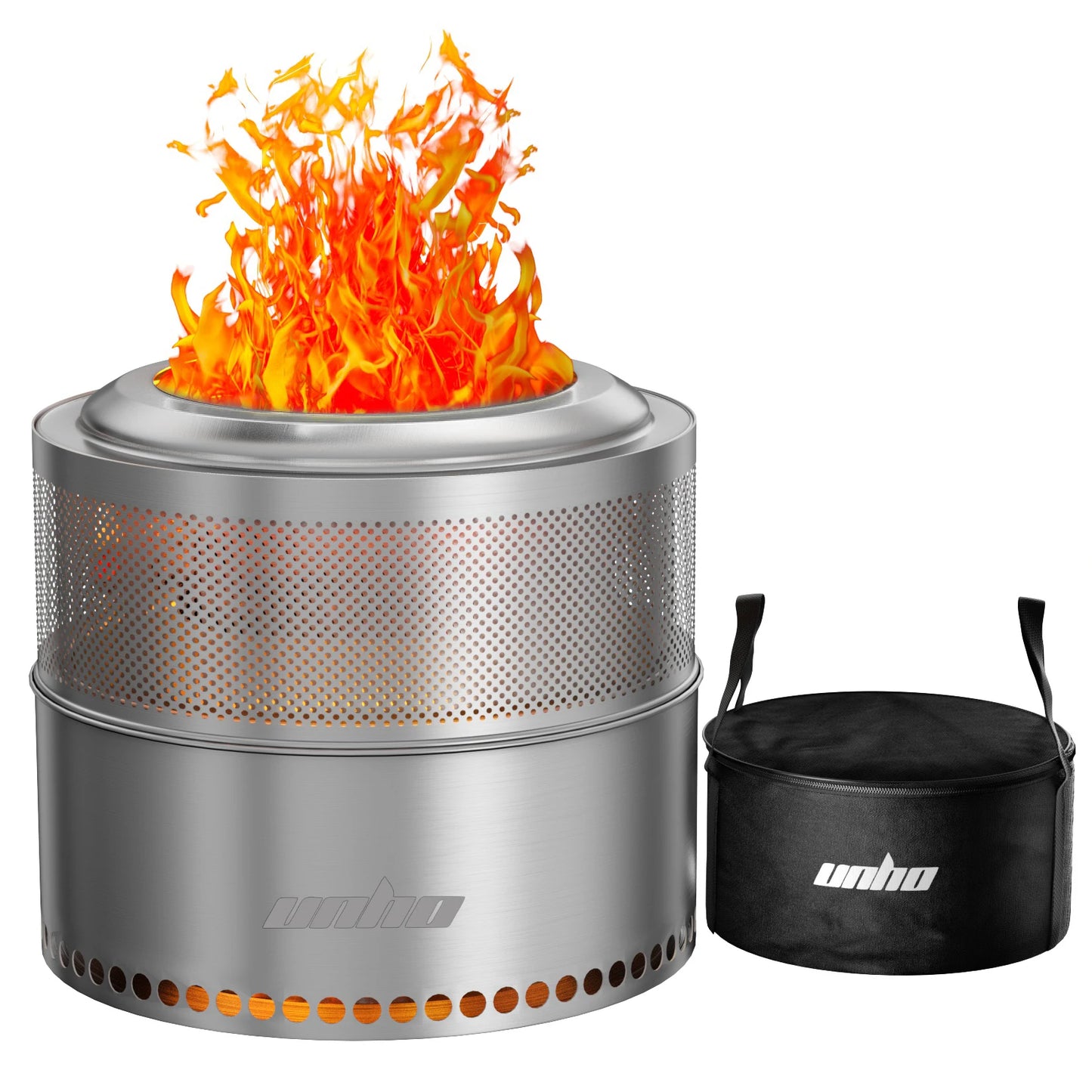 Portable Stainless Steel Smokeless Wood Burning Firepit With Carry Bag