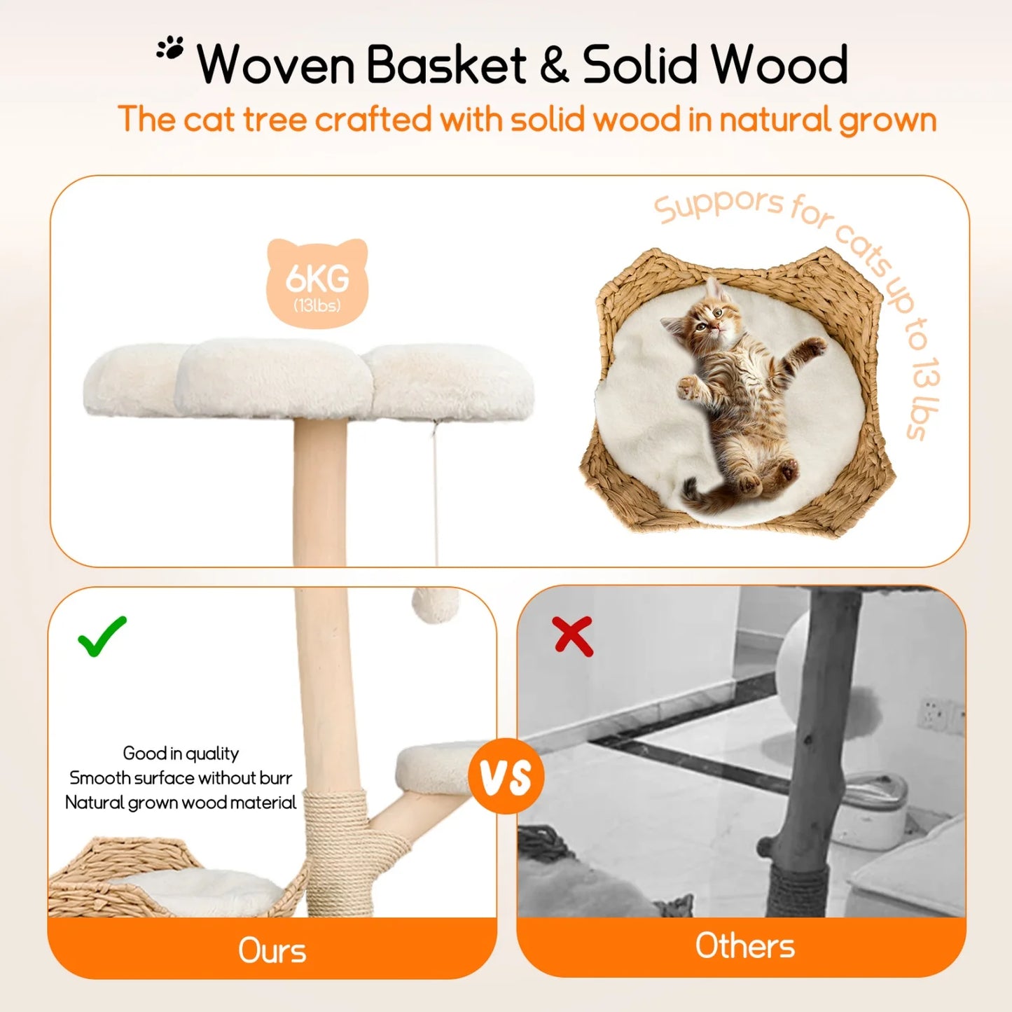 BINGOPAW Multi-Level Cat Tree With Hanging Ball And Sisal Posts