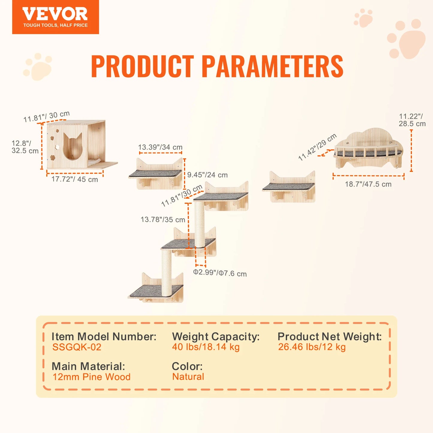 SucceBuy Wall Mounted Cat Shelves And Perches Cat Tree Kit