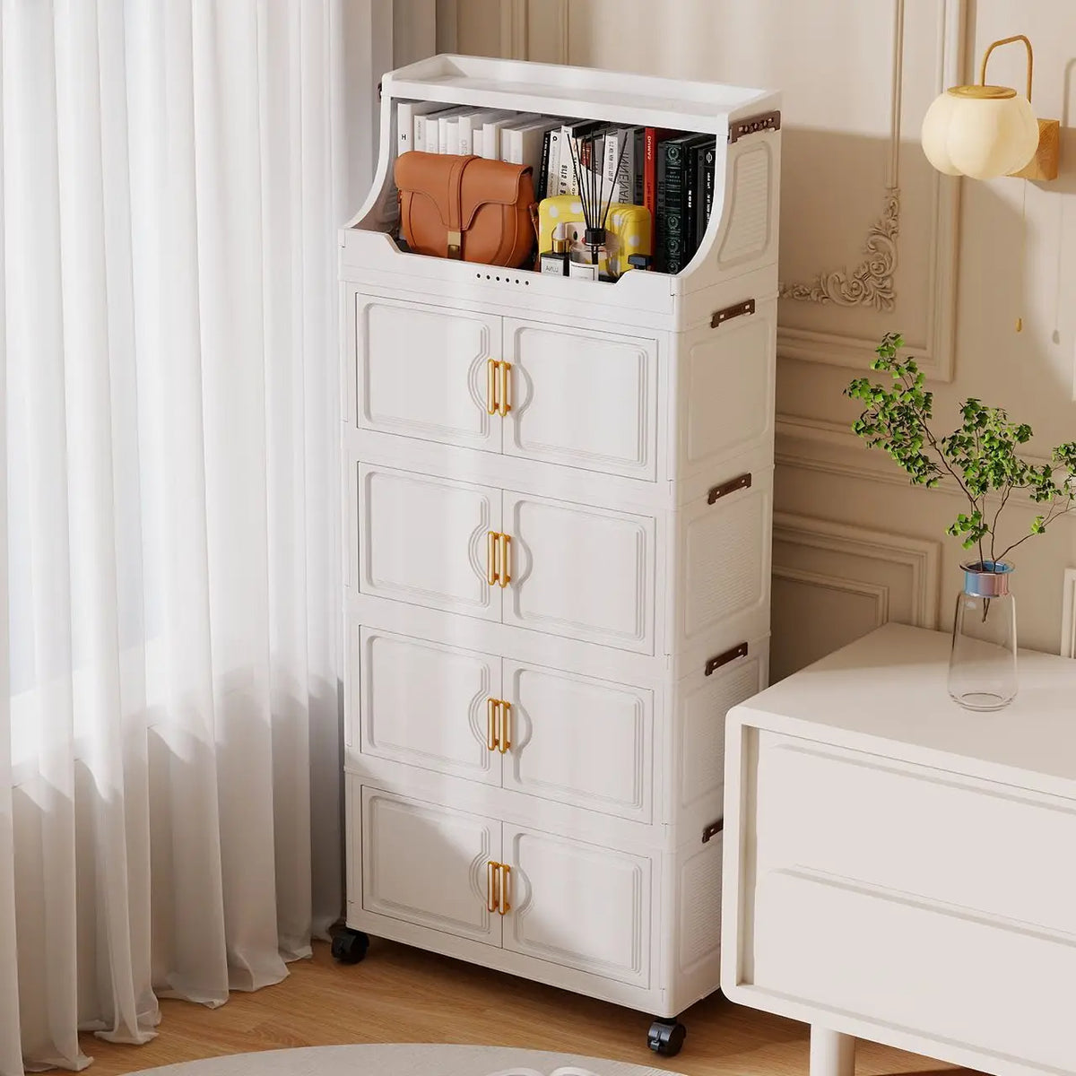 Multi Layer Foldable Plastic Snack And Toy Storage Rack