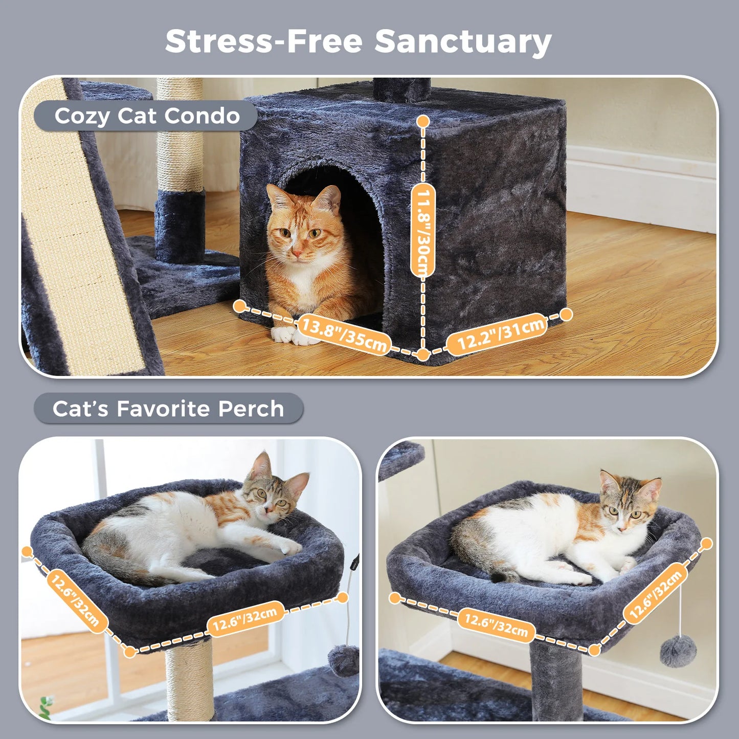 PAWZ Road Multi Level Cat Tree Tower With Sisal Scratching Posts
