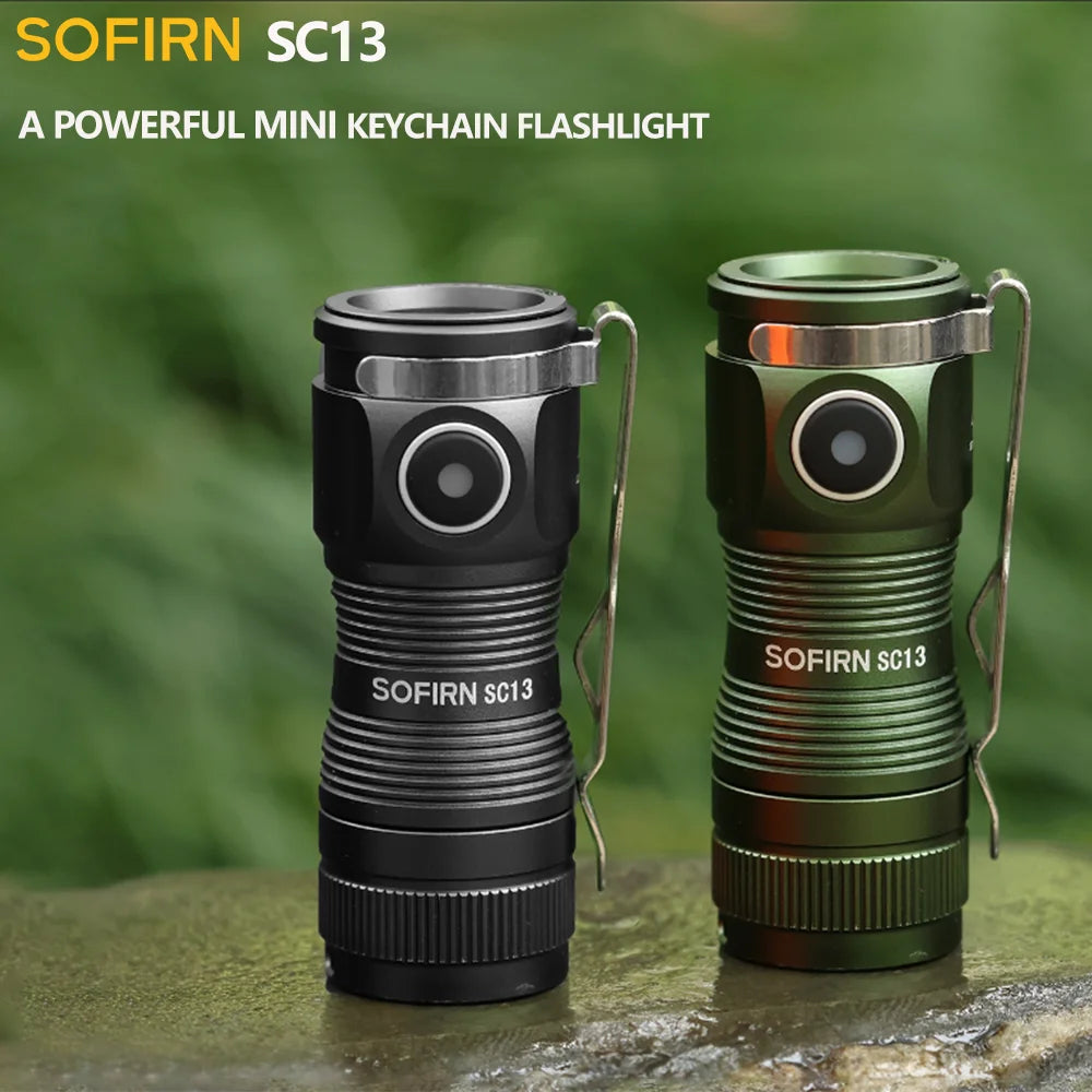 SOFIRN SC13 EDC Tactical Flashlight 1300lm USB-C Rechargeable 18350 IP68 Waterproof Mini Keychain Light 519A SST40 LED Magnetic
