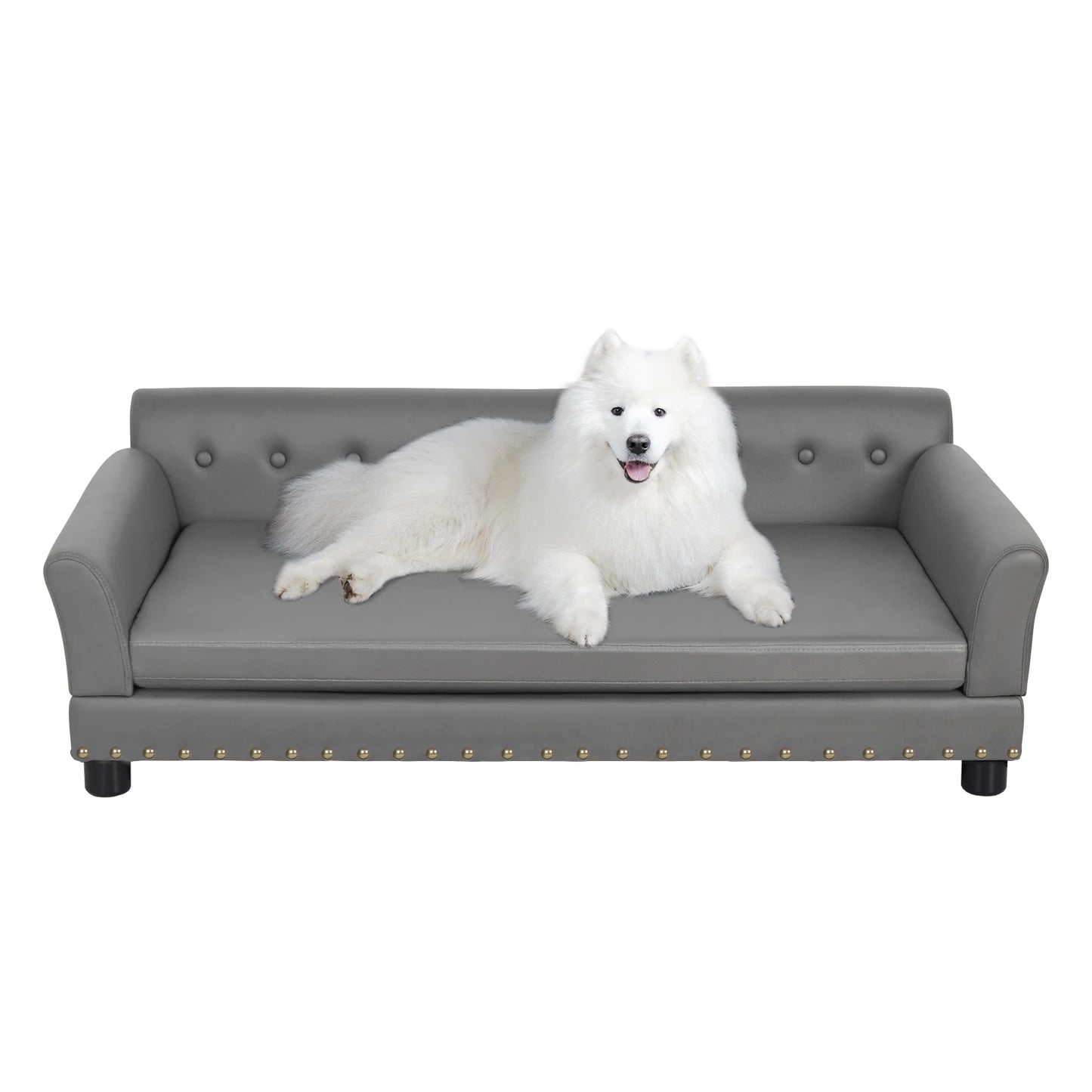 BINGOPAW Elevated Rectangle Dog Bed Sofa Durable Waterproof Leather