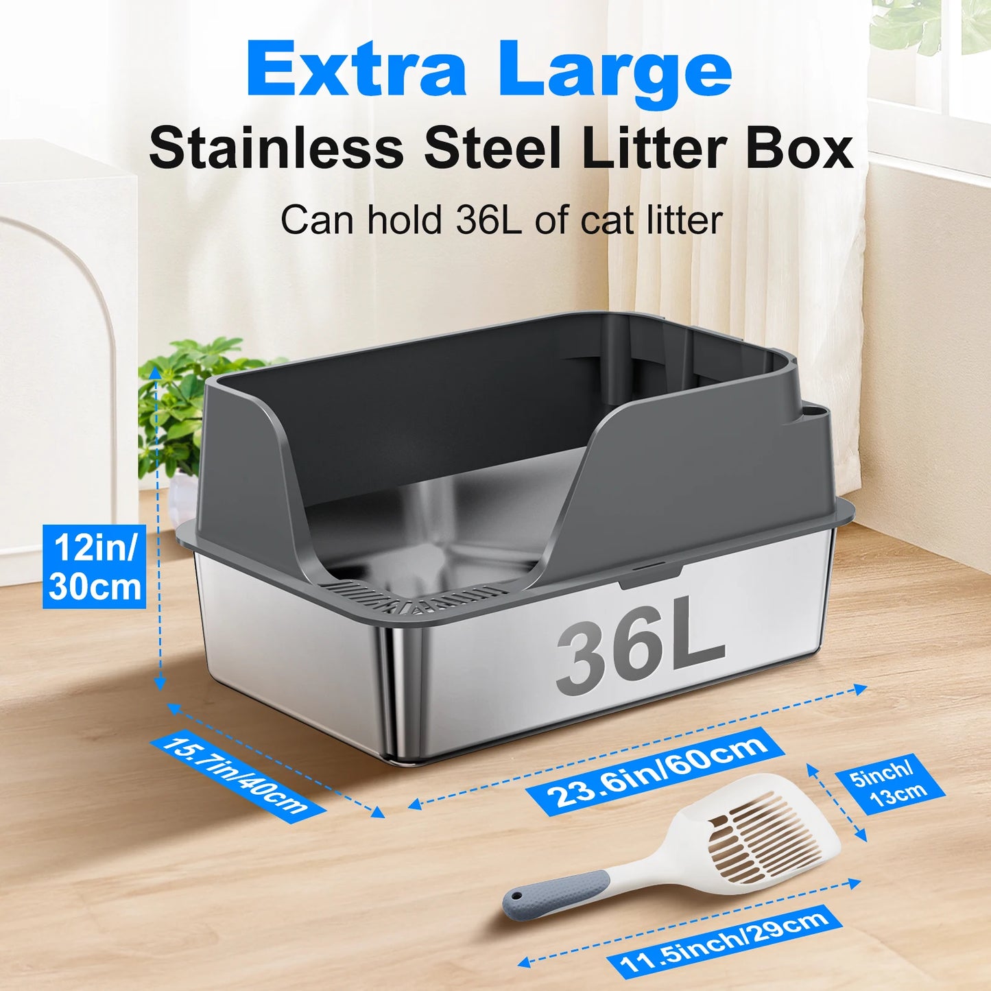 Stainless Steel Cat Litter Box Semi Closed Side Opening And Leak Proof