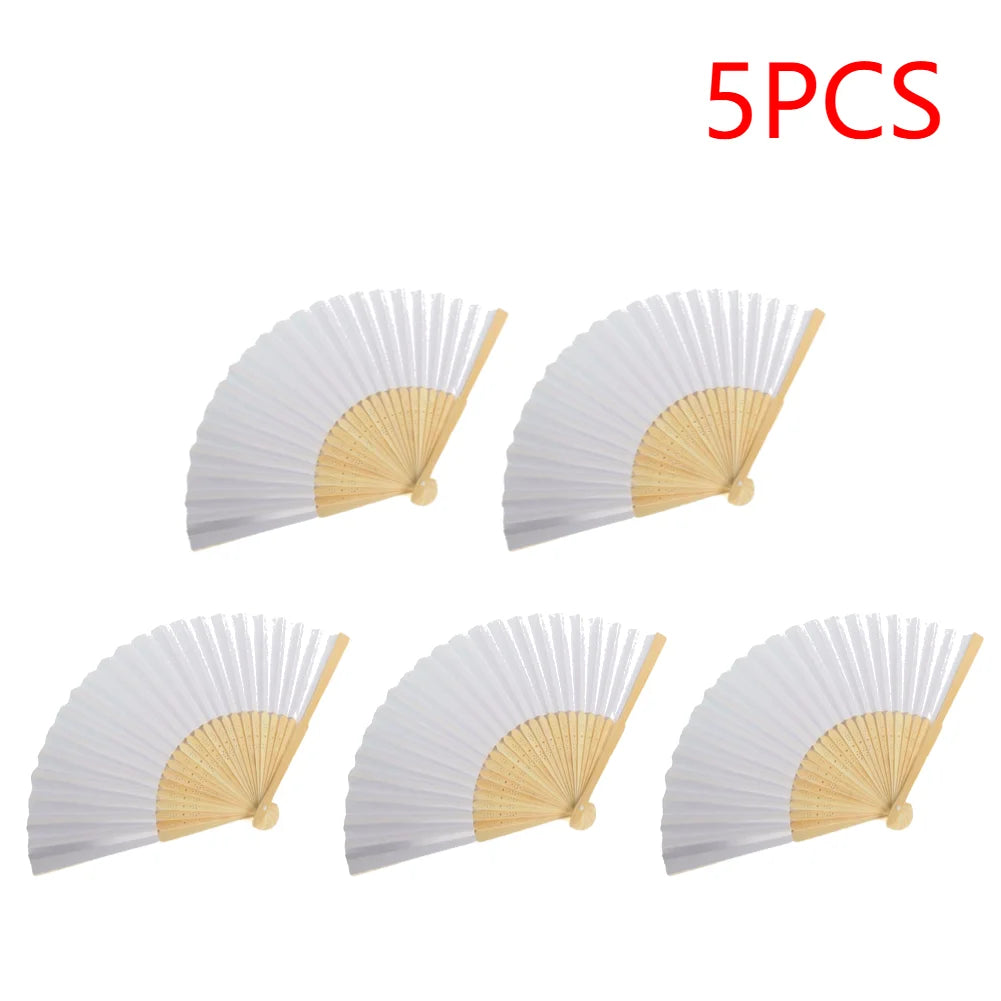1-50PCS White Hand Folding Fan Graffitable Bamboo Folding Fan Portable Chinese Fan for church wedding gifts party Room Decor