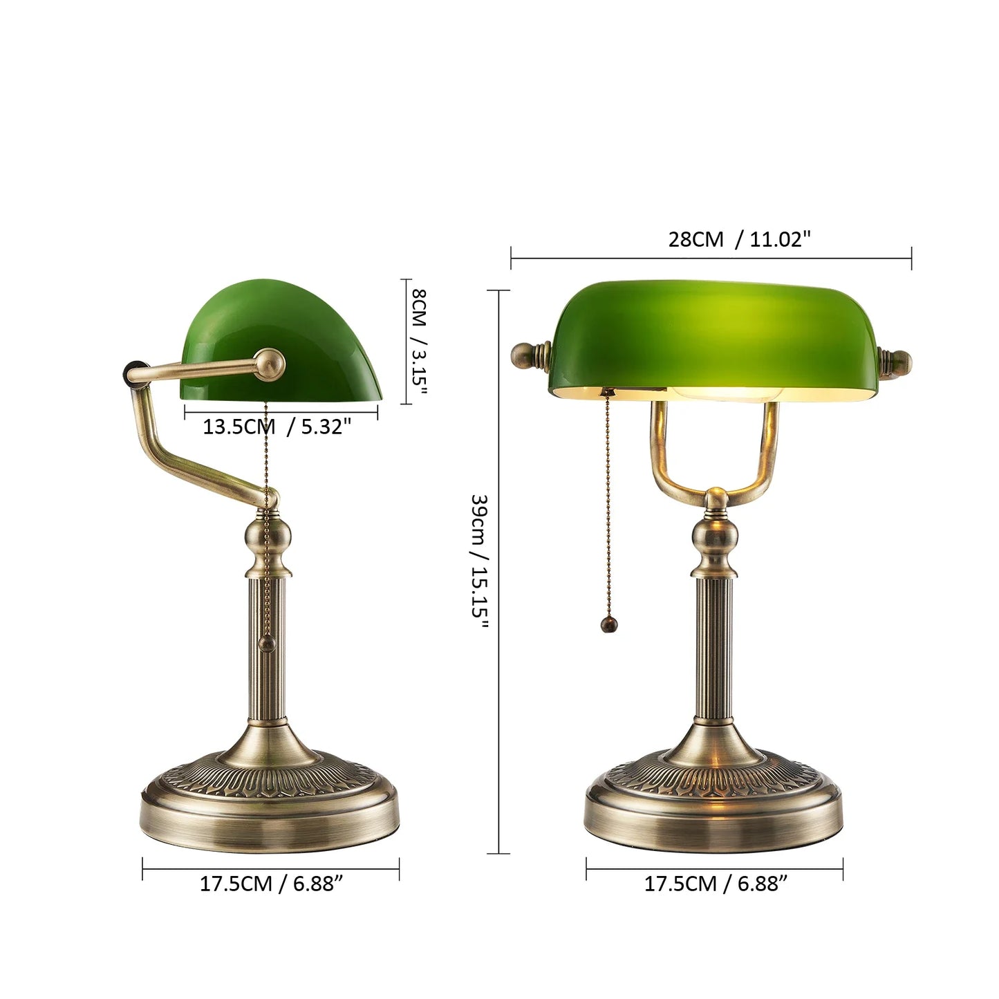 Desk lamp Table Light glass banker‘s lamp zipper switch for bedroom home stuy restaurant library office light night lamp