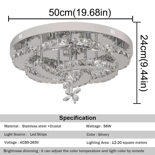 VETRULUS Modern Crystal LED Chandelier Ceiling Light For Living Room