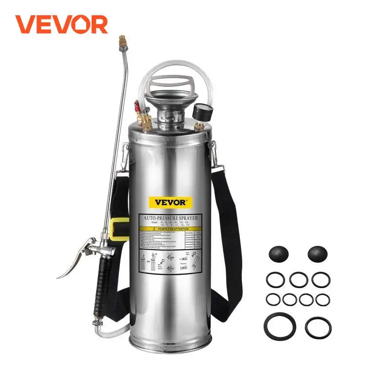 SucceBuy 4-12L Hand Powered Sprayer Stainless Steel Watering Spraying Sprinkling Atomizer Pump Home Ground Garden Cleaning Sprayer