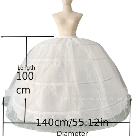 NONECN Petticoat 4 Hoops Fluffy Crinoline Underskirt For Bridal