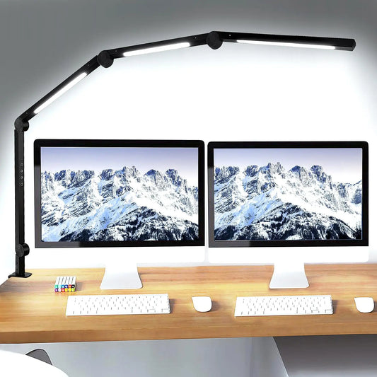 LED Desk Lamp With Clamp, Dimmable, 4 Color Modes Plus