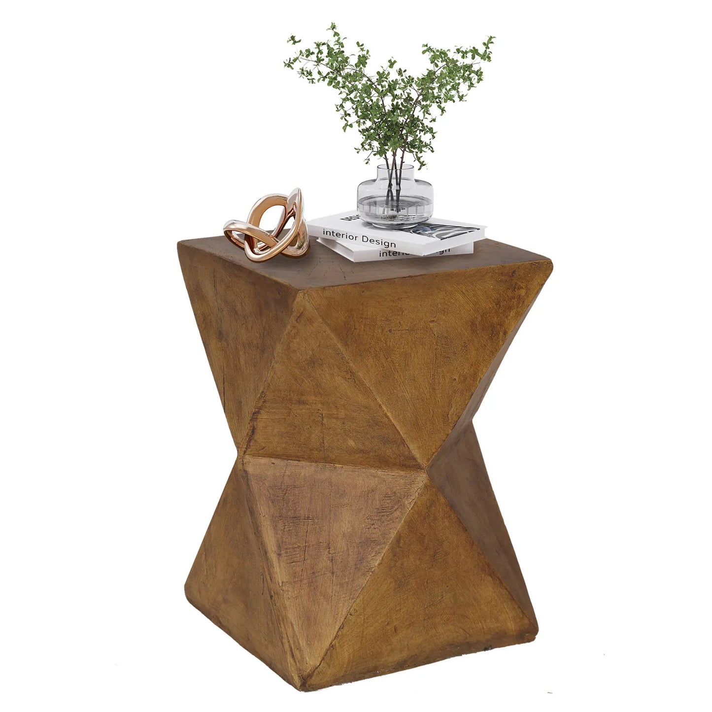 Outdoor Lightweight Concrete Side Table For Patio Garden Plant Stand