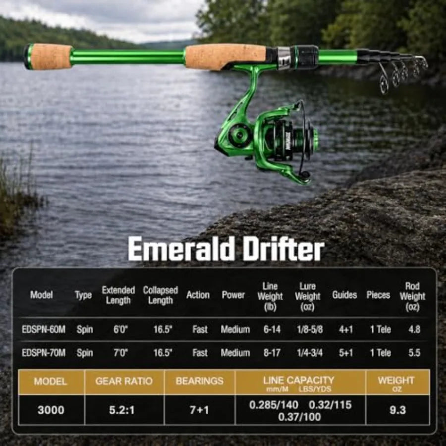 Telescopic Fishing Combo Carbon Fiber Rod 3000 Spinning Reel Kit