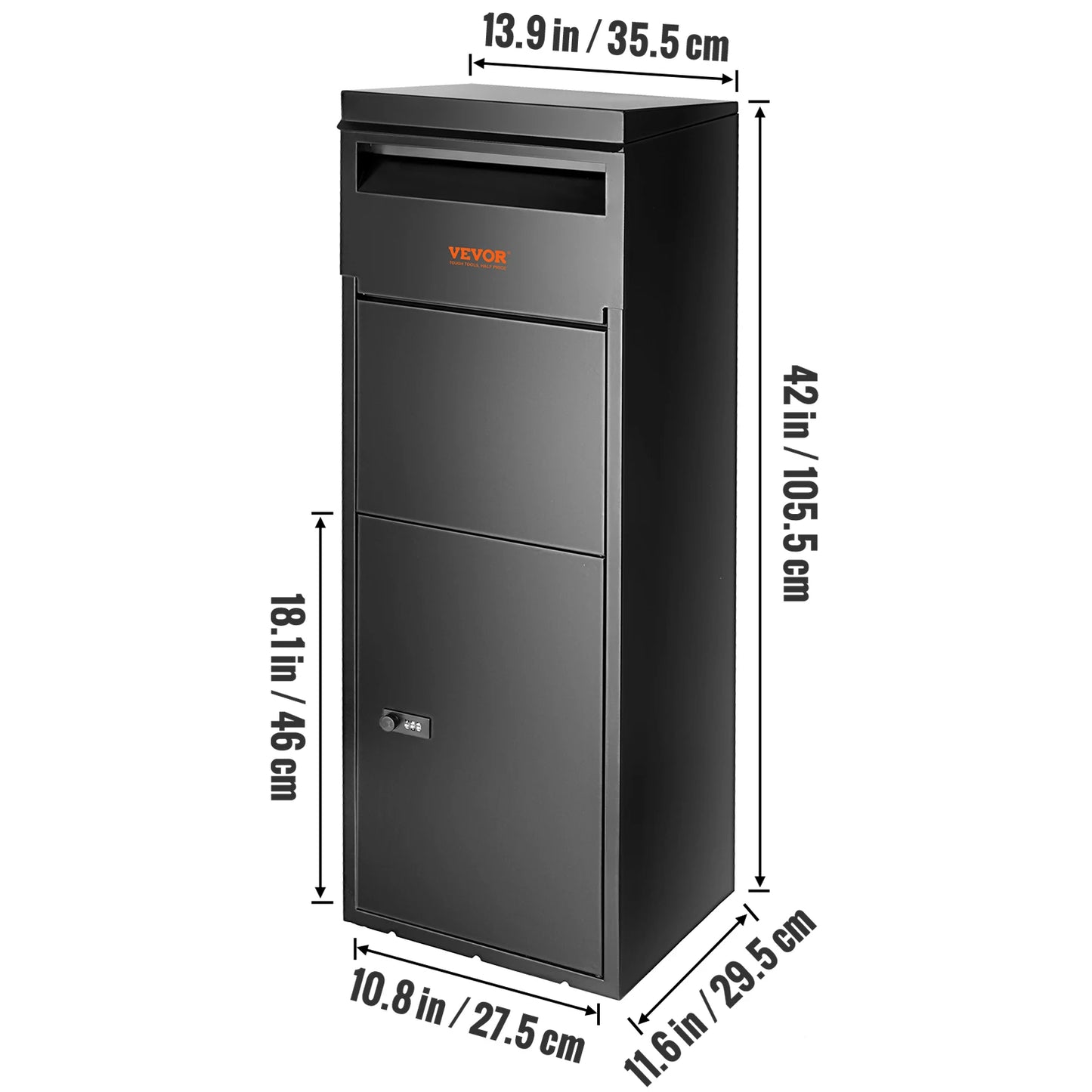SucceBuy Wall Mounted Anti-theft Mailbox IPX3 Waterproof Package Delivery Box for Outside Large Storage locking Mailbox for Home