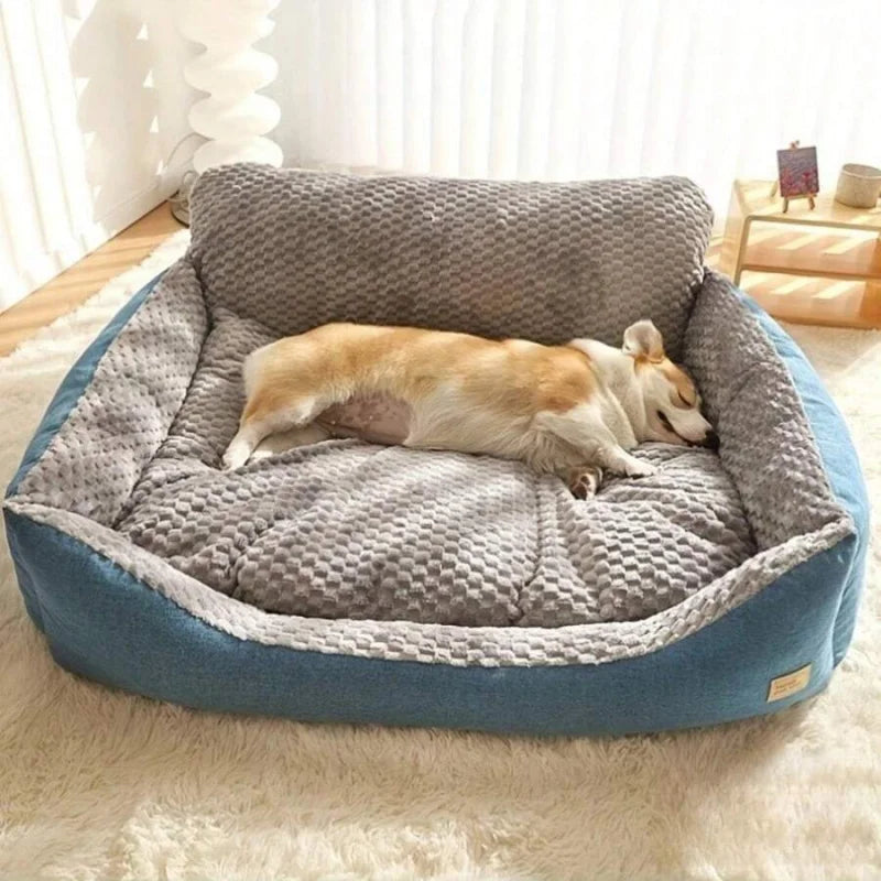 Cozy Cotton Dog Bed And All Season Plaid Polyester Mat